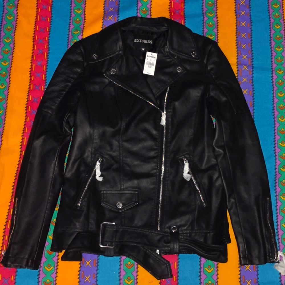 New Express Faux Leather Biker Punk Jacket Rock Metal